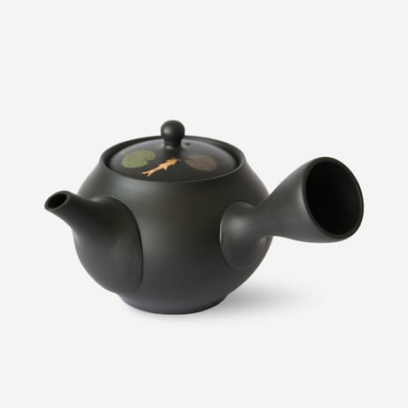 常滑焼　黒泥壺型金メダカ急須　セラメッシュ　満水容量260ml