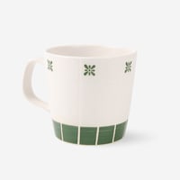 波佐見焼　マグカップ　格子市松　緑　満水容量300ml