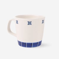 波佐見焼　マグカップ　格子市松　青　満水容量300ml