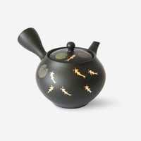 常滑焼　黒泥壺型金メダカ急須　セラメッシュ　満水容量260ml