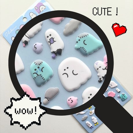 ぷくミニ マシュマロシール① オバケーヌ カラフル 【中国正規ライセンス品】