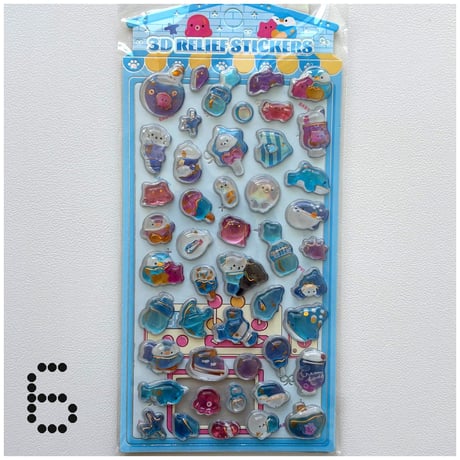 3D RELIEF STICKERS うるうるシール 全6種類