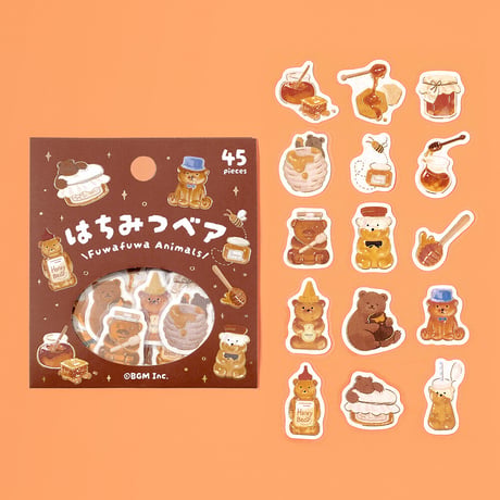 フレークシール 箔押し 「ふわふわanimals」 全4種類 【ビージーエム】 動物/お菓子/犬/猫