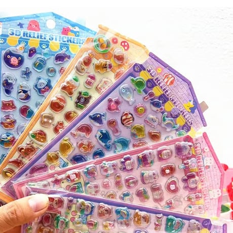 3D RELIEF STICKERS うるうるシール 全6種類