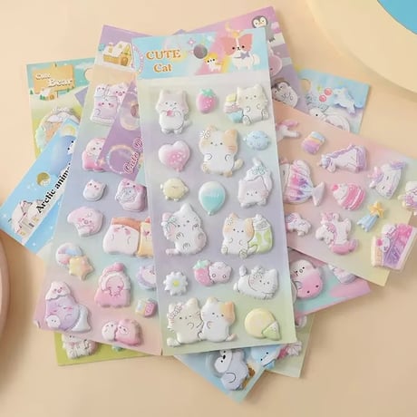 ぷくふわシール④ パステルゆめかわアニマルシリーズ