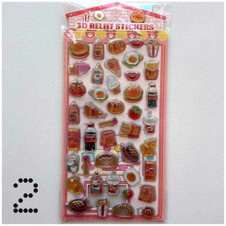 3D RELIEF STICKERS うるうるシール 全6種類