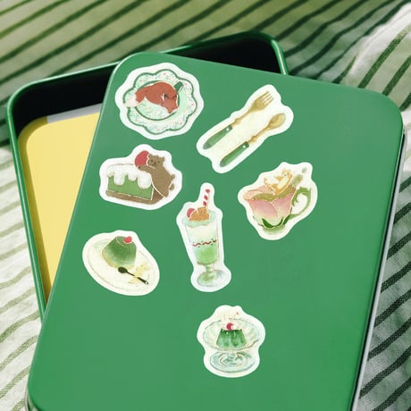 フレークシール 箔押し 「午後の茶会」 全4種類 【ビージーエム】 動物/和紙/スイーツ