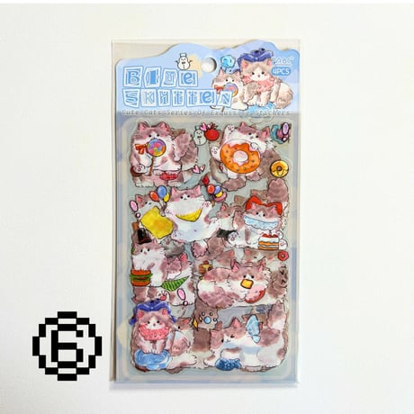 にゃんこシール① PET素材 クリア 平面シール