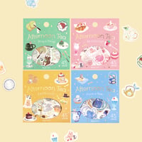 フレークシール 箔押し 「午後の茶会」 全4種類 【ビージーエム】 動物/和紙/スイーツ