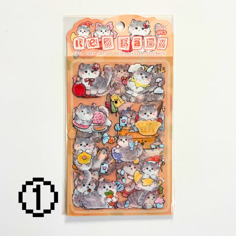 にゃんこシール① PET素材 クリア 平面シール
