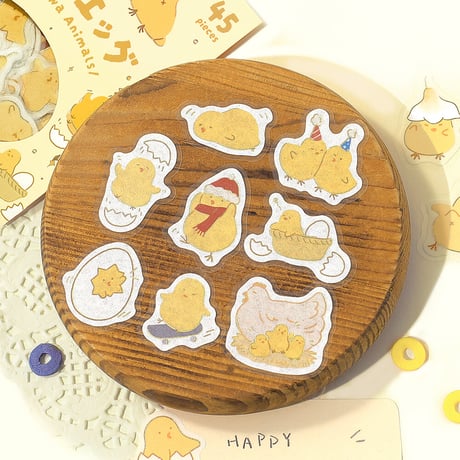 フレークシール 箔押し 「ふわふわanimals」 全4種類 【ビージーエム】 動物/お菓子/犬/猫