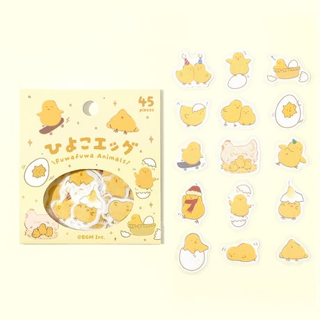 フレークシール 箔押し 「ふわふわanimals」 全4種類 【ビージーエム】 動物/お菓子/犬/猫