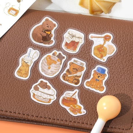 フレークシール 箔押し 「ふわふわanimals」 全4種類 【ビージーエム】 動物/お菓子/犬/猫