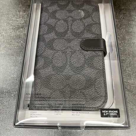 COACH コーチ iPhone 13 Pro Max Coach Folio Case - Signature C Black ZUA215