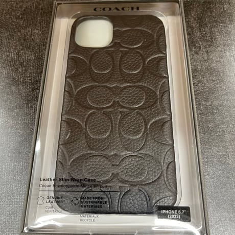 COACH コーチ iPhone 14 Plus Coach Slim Wrap - Pebbled Black CIPH-132-BLKEB