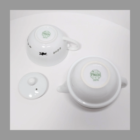 Pitschi こねこのぴっち ティーフォーワン カップ&ポット 茶器セット 廃盤品 ハンス・フィッシャー 箱付属