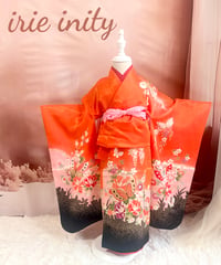 七五三 女の子 3歳 アンティーク着物リメイク 簡単着物 二部式セパレートGS002