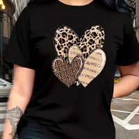 【新品】レディース 大人可愛い ✨ レオパード×ハート柄 半袖 Tシャツ カジュアル ゆったり