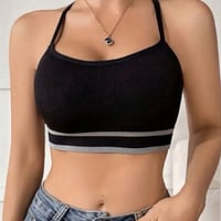 【新品】レディース 海外ストリート✨ クロシェ キャミ L 黒 バックレス 編み上げ ヘルシー