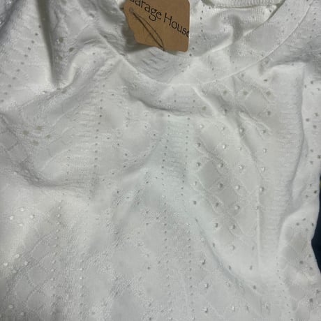 【新品】【L】レディース ソリッドクルーネックアイレット半袖Tシャツ