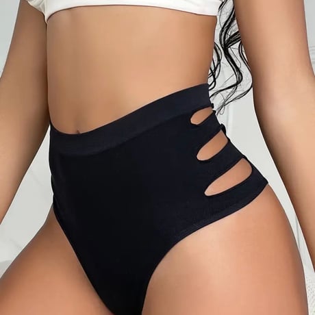 【新品】レディース 蒸れない✨ ハイウエスト カットアウト インナーパンティー 通気性 伸縮 黒