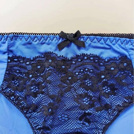 【新品】レディース 海外ストリート✨ コントラスト レース ストレッチ インナー パンティー 青