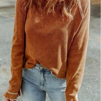 【新品】レディース 海外ストリート✨ レタストリム XL リブ編み クルーネック ニット セーター