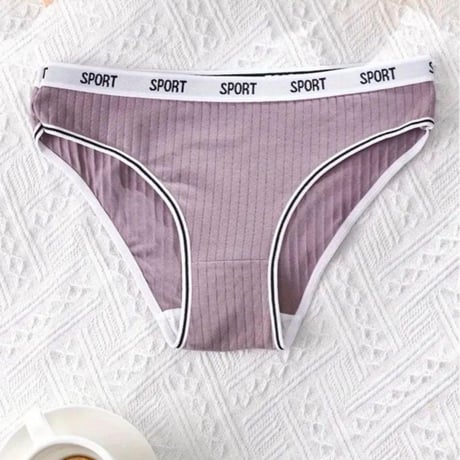 【新品】レディース コットンリブ ブリーフ ショーツ ゆったり 大きめ レタートリム 綿混