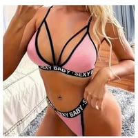 【新品】レデイース 海外ガール✨ ディープVネック L 上下セット ブラ ショーツ セクシー