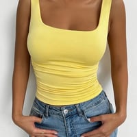 【新品】レディース セクシー ✨ ウエストギャザー タンクトップ クロップド くびれ 盛れる ギャル Y2K