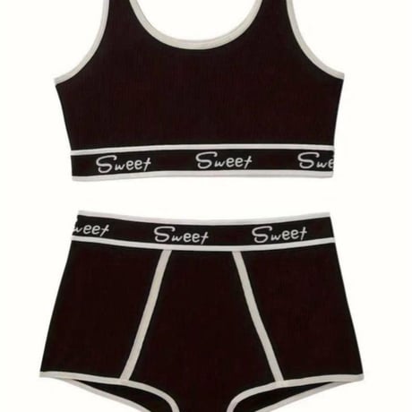 【新品】レディース 美胸✨ プッシュアップブラ＆ボーイショーツ 上下セット セクシー 黒