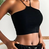【新品】レディース ブラックストラップレスクロップトップ