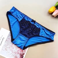 【新品】レディース 海外ストリート✨ コントラスト レース ストレッチ インナー パンティー 青