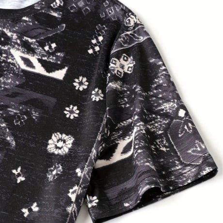 【新品】レディース 抽象柄プリントクルーネックTシャツ
