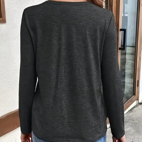 【新品/L】レディース ハートプリントクルーネック長袖Tシャツ