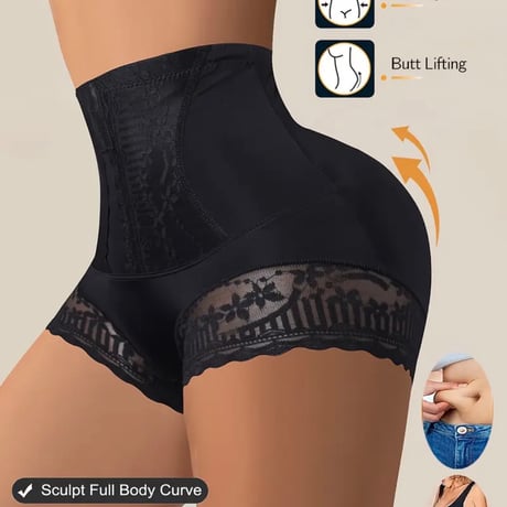 【新品】レディース 美くびれ✨ シームレス ハイウエスト バックル レース パンティ 補正下着