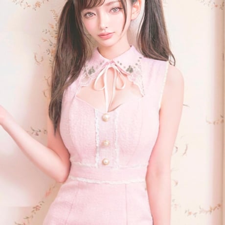【インフルエンサー着用】上質ツイード×パール襟。圧倒的な気品を纏う上品タイトミニ