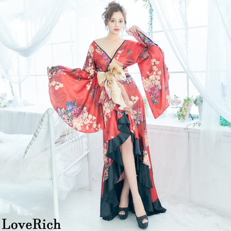 和モダン花魁・豪華フリル着物ドレス