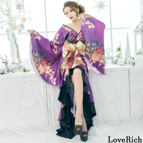 和モダン花魁・豪華フリル着物ドレス