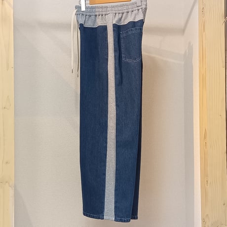 QTUME【クチューム】異素材コンビデニムワイドパンツ 612-26024