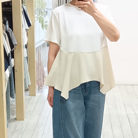 NUS【ヌース】配色ペプラムブラウス610-35048
