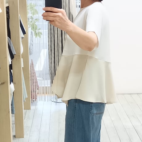 NUS【ヌース】配色ペプラムブラウス610-35048
