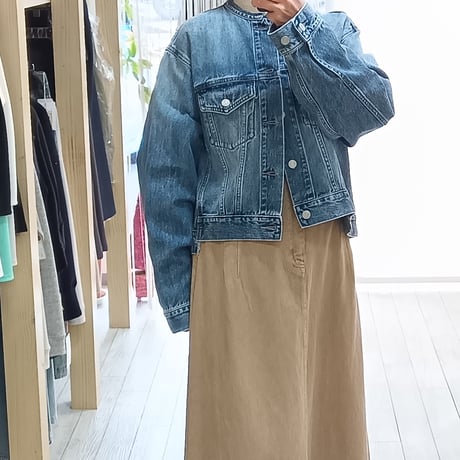 cafune【カフネ】ノーカラーデニムジャケット 615402