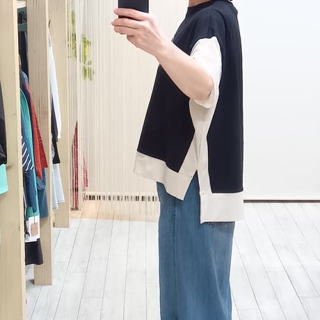 QTUME【クチューム】お袖シフォン配色プルオーバー610-25154