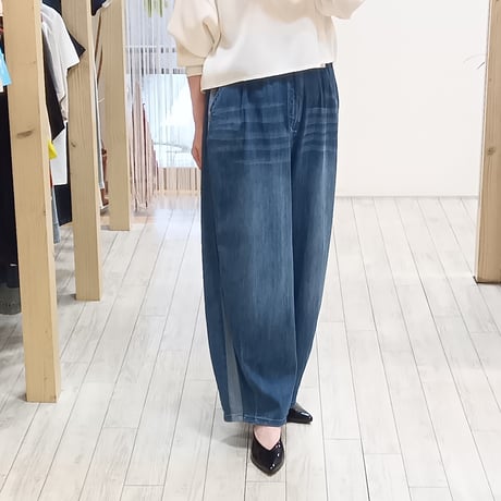 QTUME【クチューム】ワイドコクーンデニムパンツ612-26085
