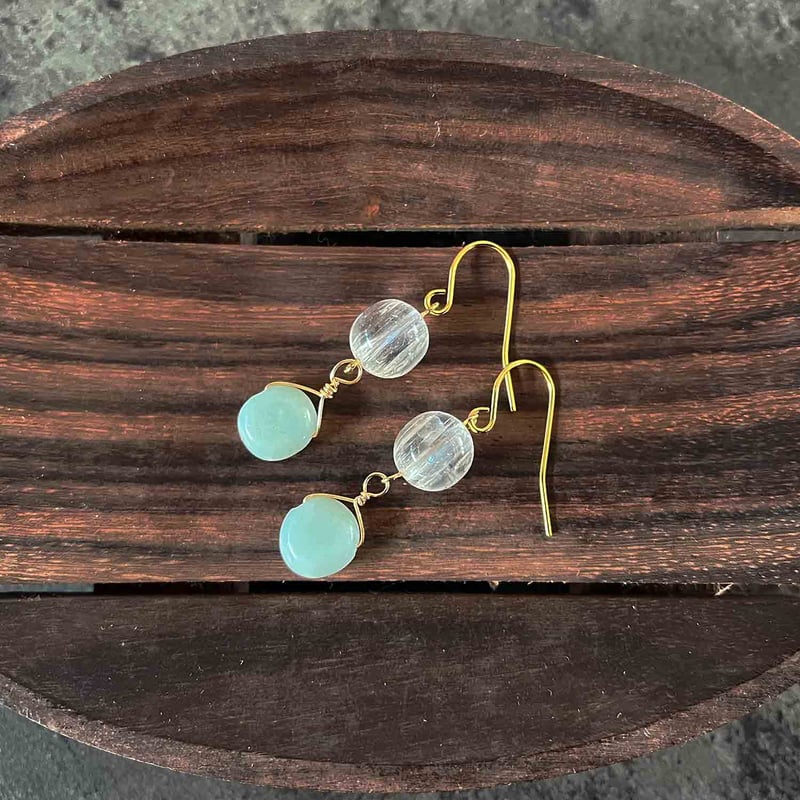 専用 キラキラアマゾナイトピアス R902 専用 キラキラアマゾナイトピアス R902