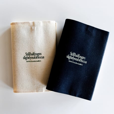 RCC "Still half poem in the silence" Cotton Book Cover / Ivory / Navy