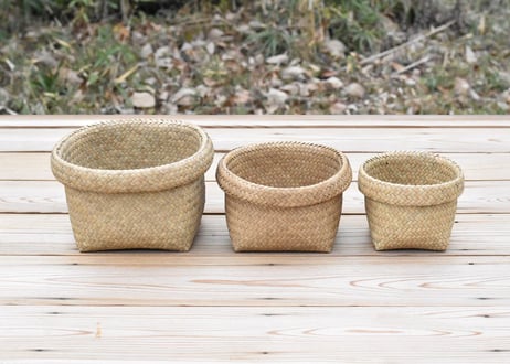 ➰水草で編まれたBasket ➰　M　　　ナチュラル　　　　南タイ
