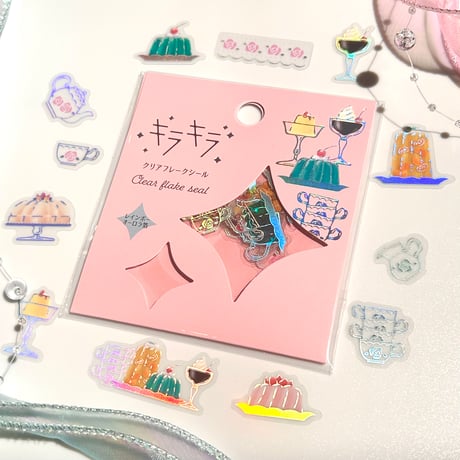 キラキラ　クリアフレークシール　Jelly