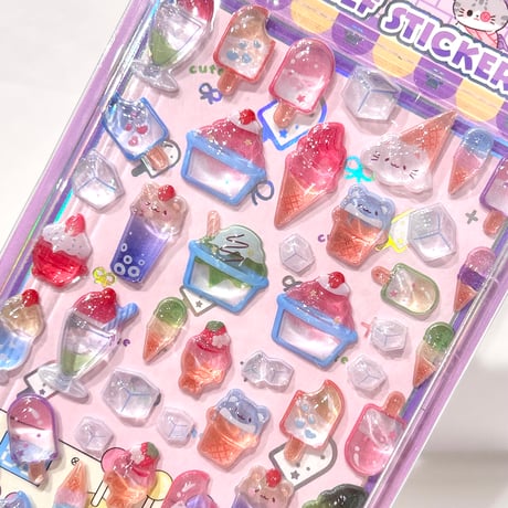 にゃんこスイーツ３Dステッカー　3枚セット